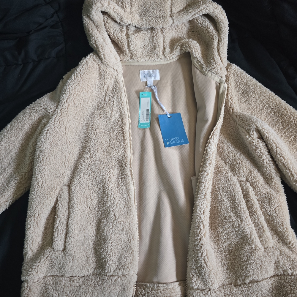 Market & Spruce Beige Sherpa Jacket